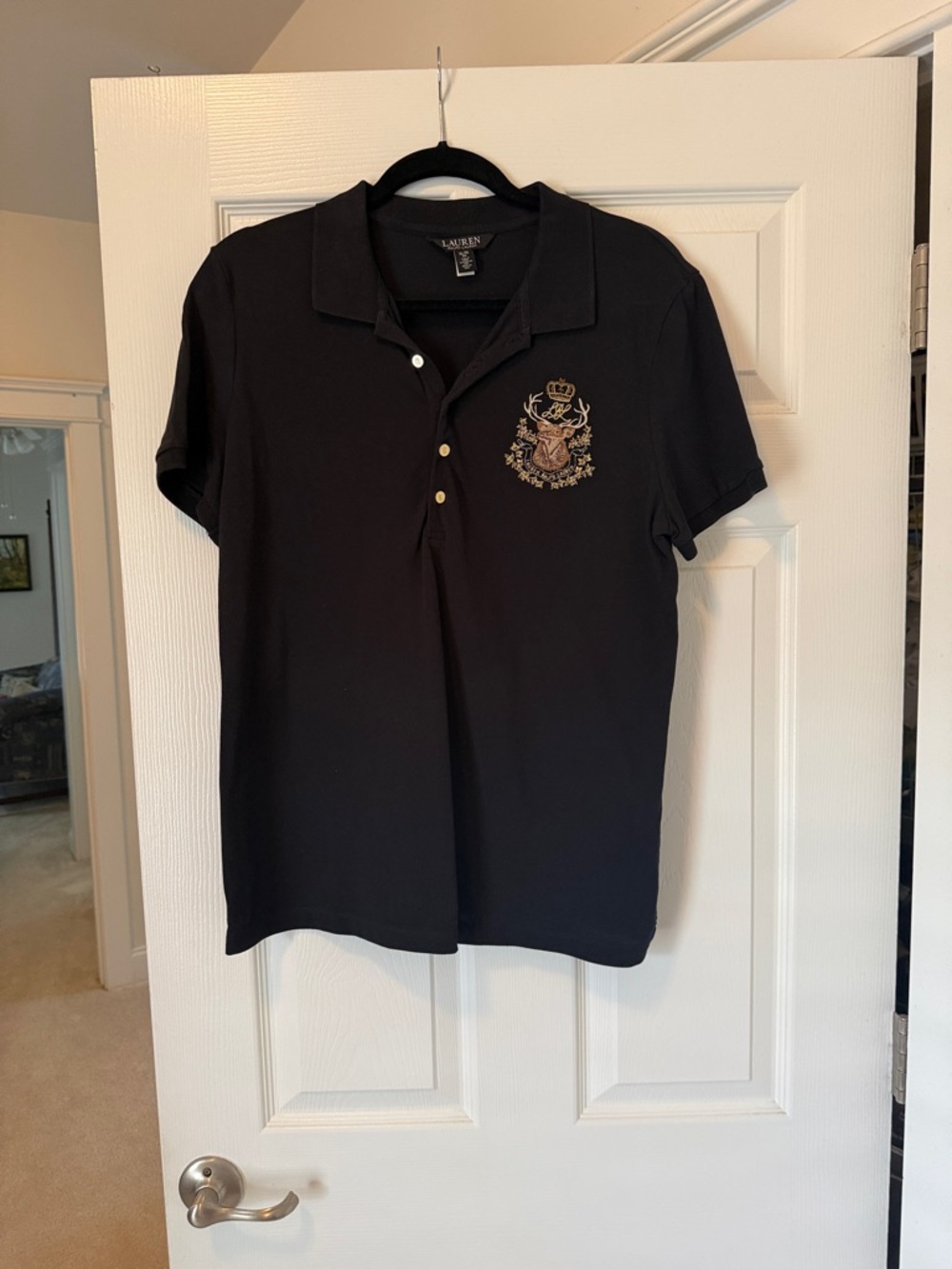 Ralph Lauren Black Polo with Embroidered Crest